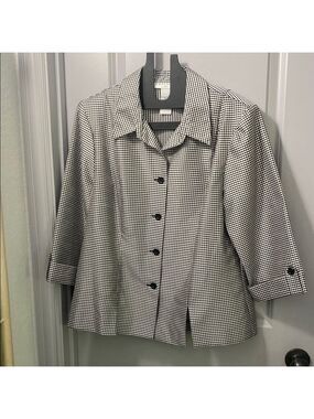 Prophecy Gray/Black and White Boxy 3/4 Sleeve Button Down Shirt